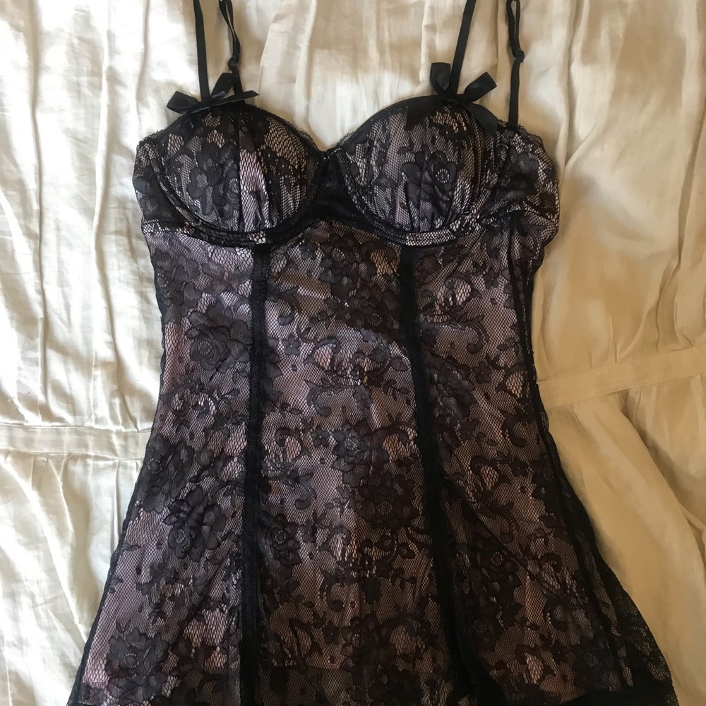 Black + Pink Lace Babydoll - NWOT - Picture 7 of 10